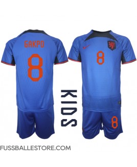 Günstige Niederlande Cody Gakpo #8 Auswärts Trikotsatzt Kinder WM 2022 Kurzarm (+ Kurze Hosen)